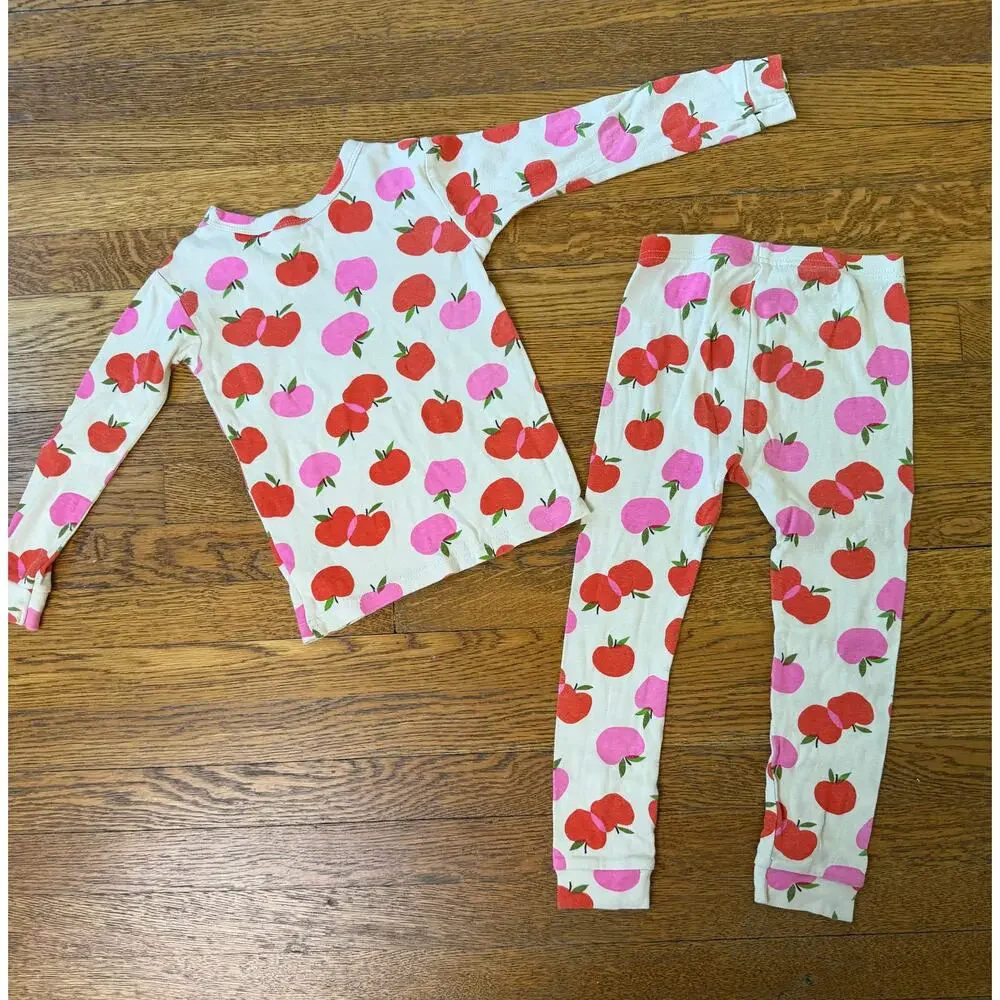Gap Girls' Apple Print Long John Pajamas Size 4